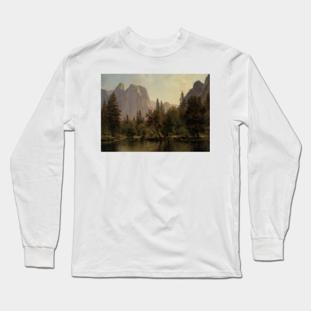 Cathedral Rocks, Yosemite Valley by Albert Bierstadt Long Sleeve T-Shirt by Classic Art Stall